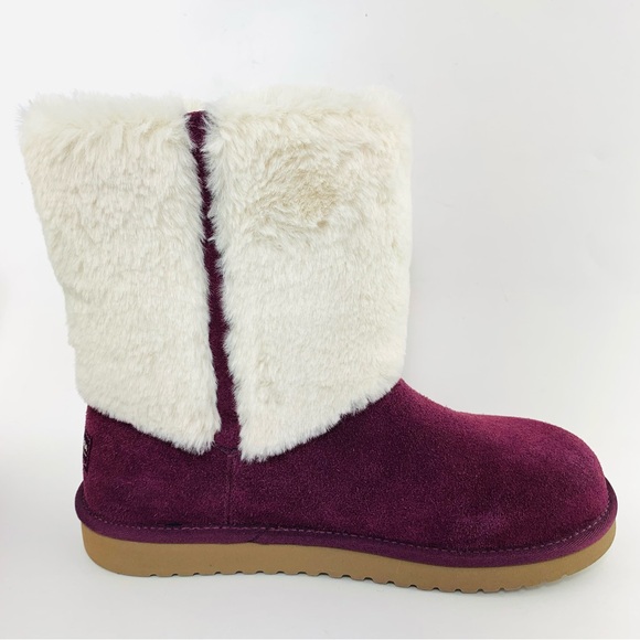 NEW Koolaburra by UGG Women’s Faux Fur Winter Boots Size 9 US - Plum & White - Picture 11 of 15